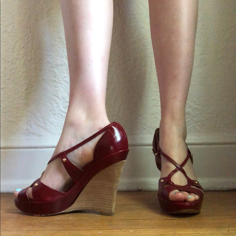 Deep Red Maxmara Wedges, Size 8 - image 1